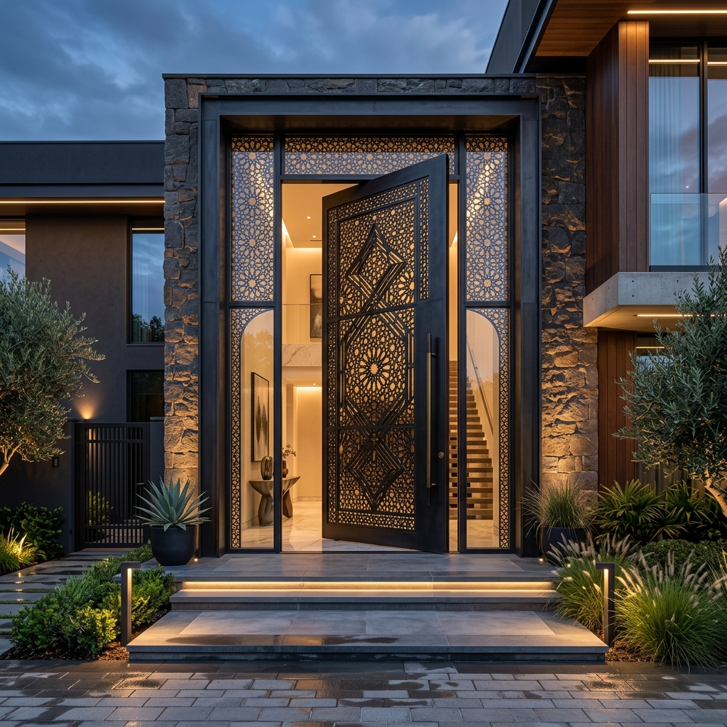 Ornate steel entryway system - custom main gate Karachi